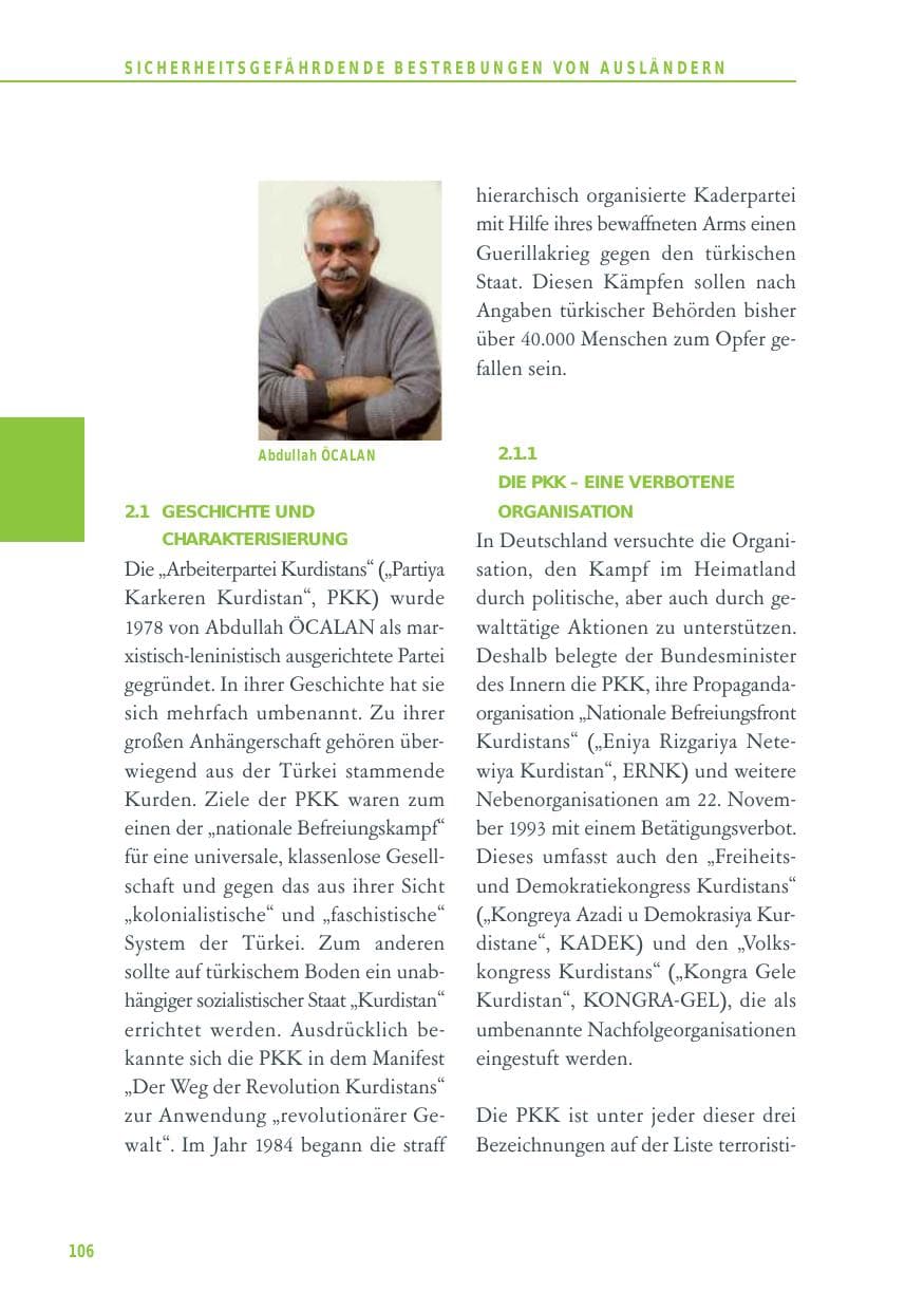 Seite 106 des Verfassungsschutzbericht 2014 Baden-Württemberg