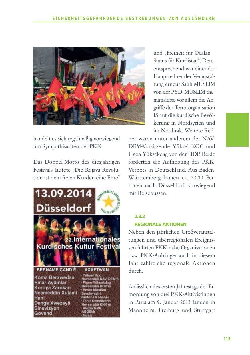 Seite 115 des Verfassungsschutzbericht 2014 Baden-Württemberg