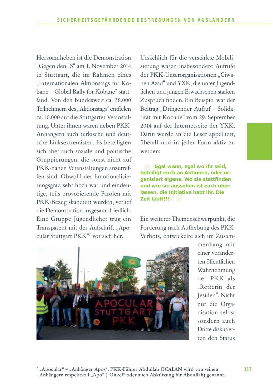 Seite 117 des Verfassungsschutzbericht 2014 Baden-Württemberg