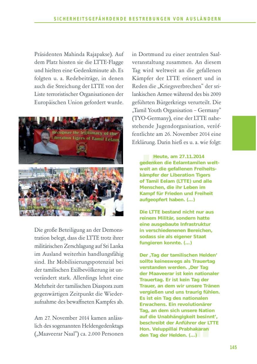 Seite 145 des Verfassungsschutzbericht 2014 Baden-Württemberg