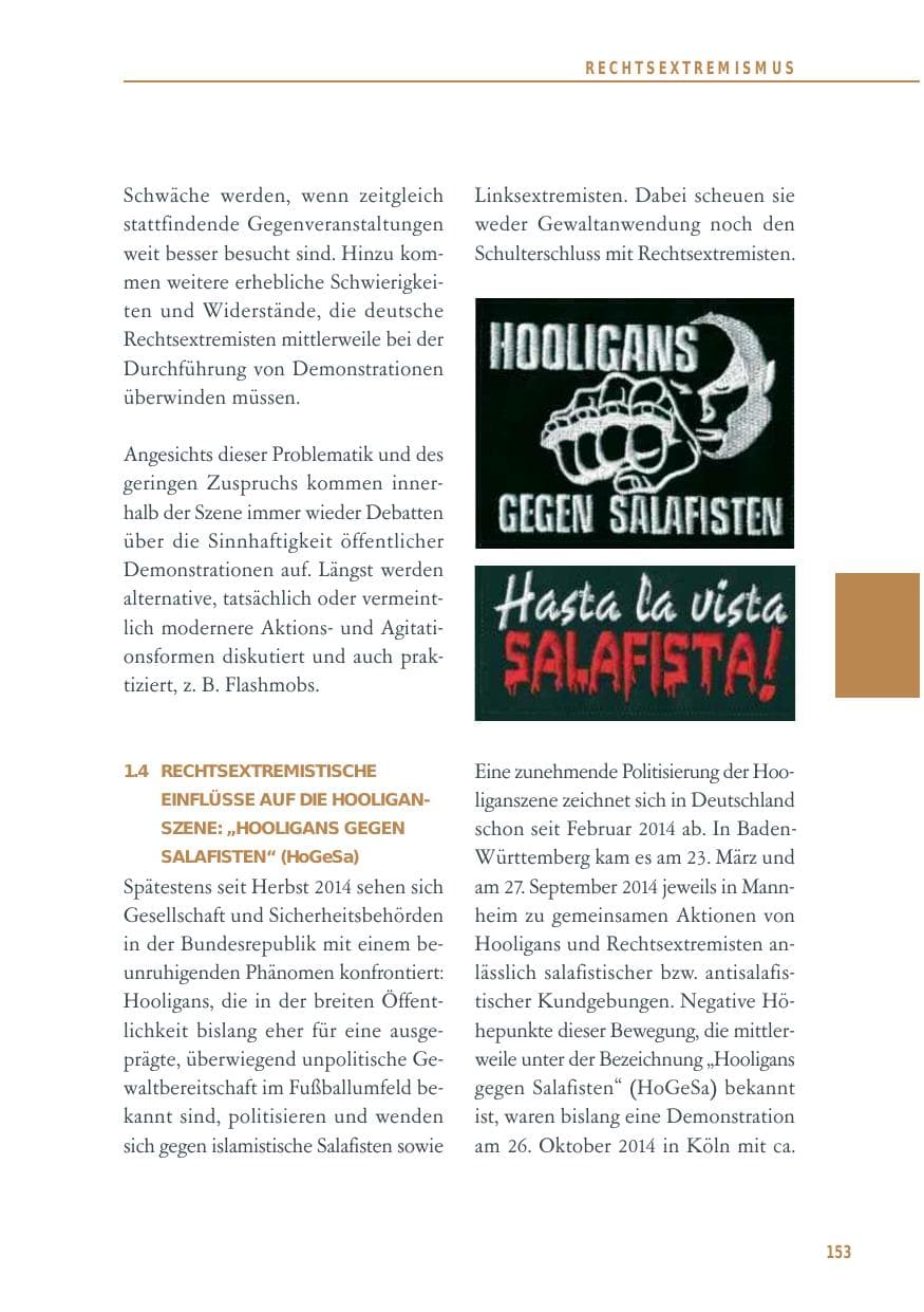 Seite 153 des Verfassungsschutzbericht 2014 Baden-Württemberg