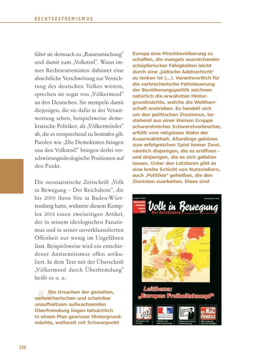 Seite 156 des Verfassungsschutzbericht 2014 Baden-Württemberg