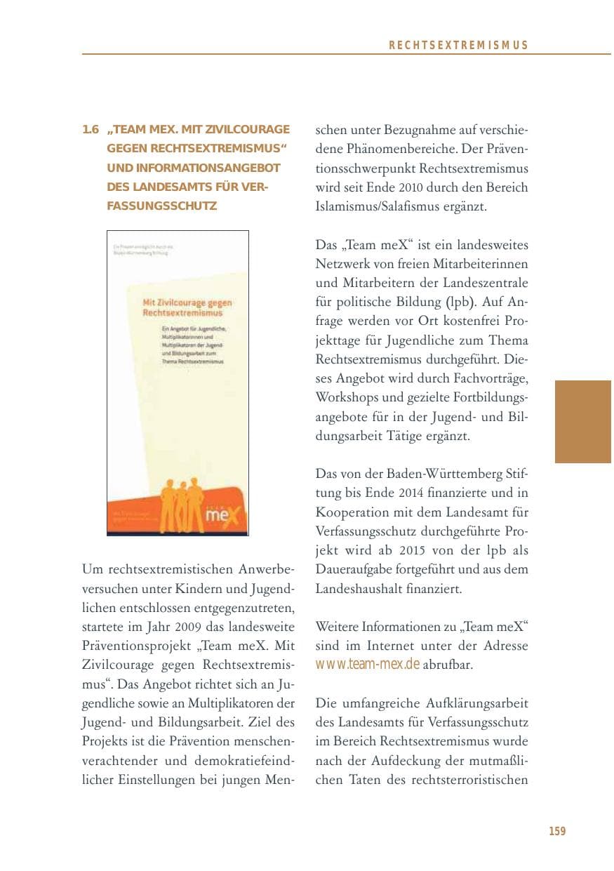 Seite 159 des Verfassungsschutzbericht 2014 Baden-Württemberg