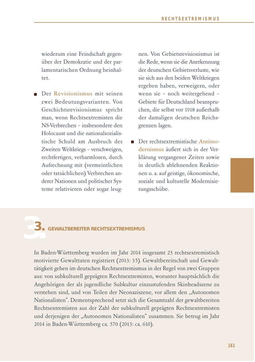 Seite 161 des Verfassungsschutzbericht 2014 Baden-Württemberg