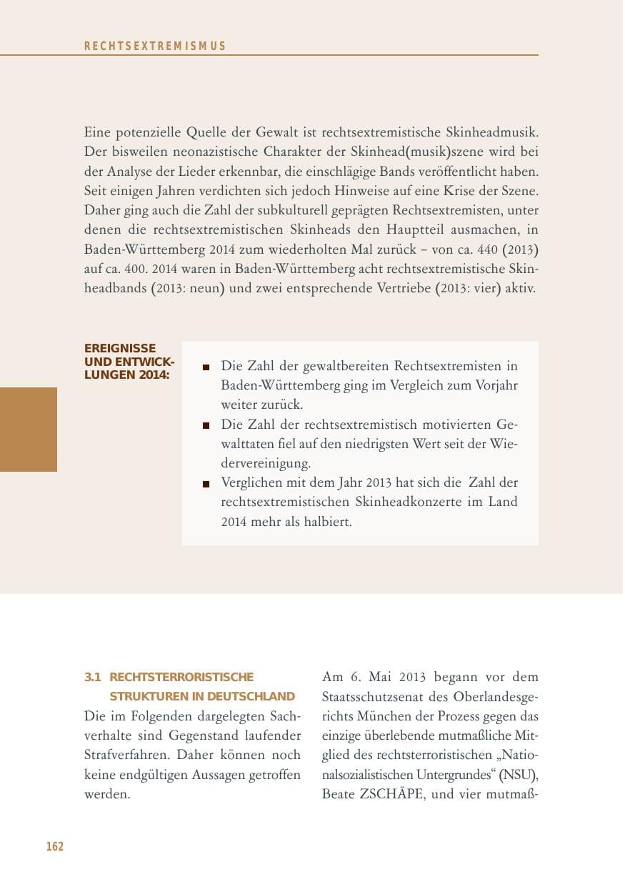 Seite 162 des Verfassungsschutzbericht 2014 Baden-Württemberg