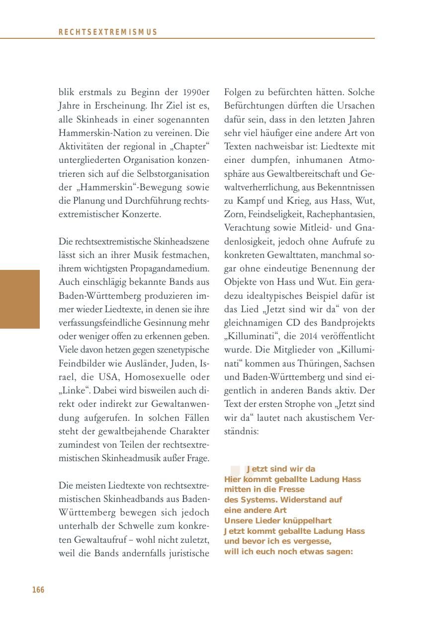 Seite 166 des Verfassungsschutzbericht 2014 Baden-Württemberg