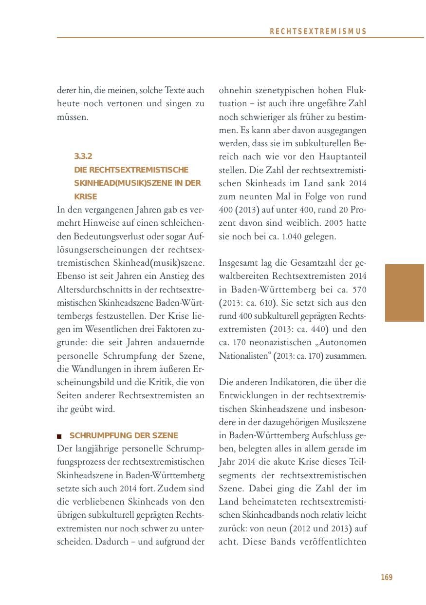 Seite 169 des Verfassungsschutzbericht 2014 Baden-Württemberg