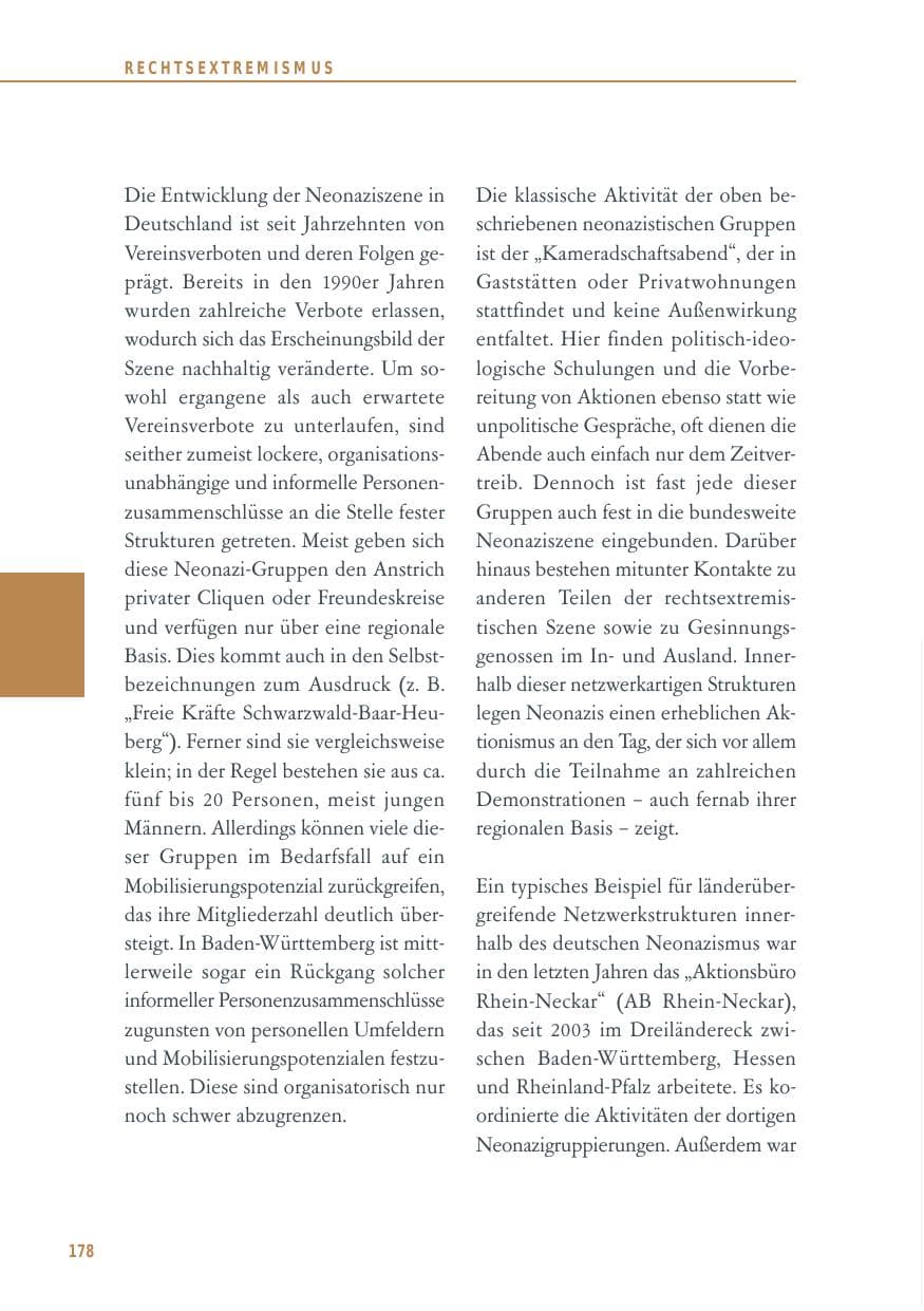 Seite 178 des Verfassungsschutzbericht 2014 Baden-Württemberg
