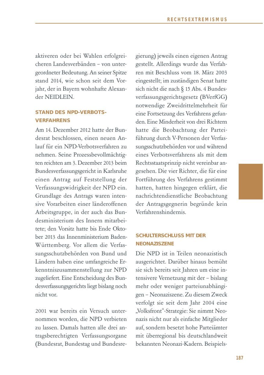 Seite 187 des Verfassungsschutzbericht 2014 Baden-Württemberg