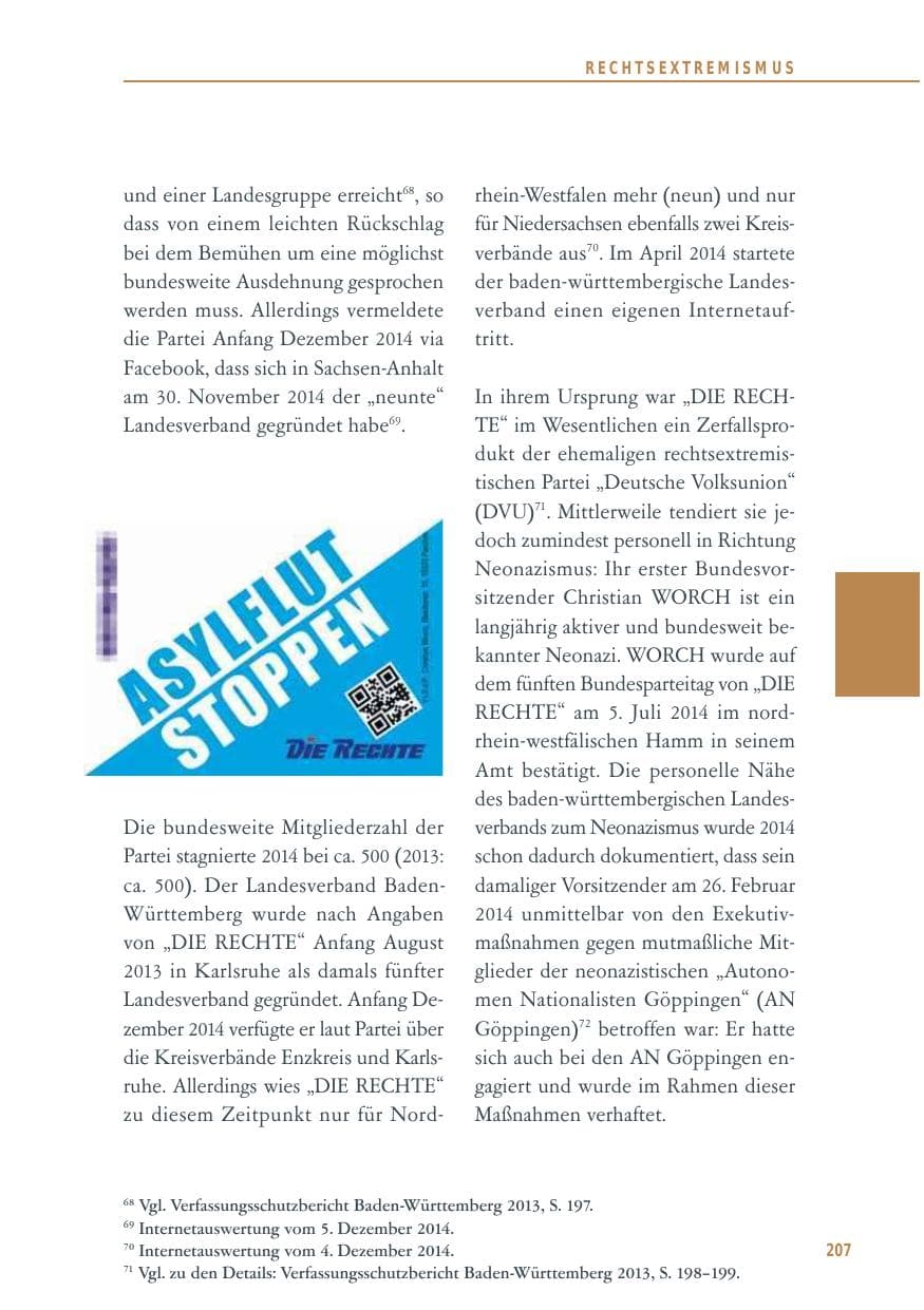 Seite 207 des Verfassungsschutzbericht 2014 Baden-Württemberg