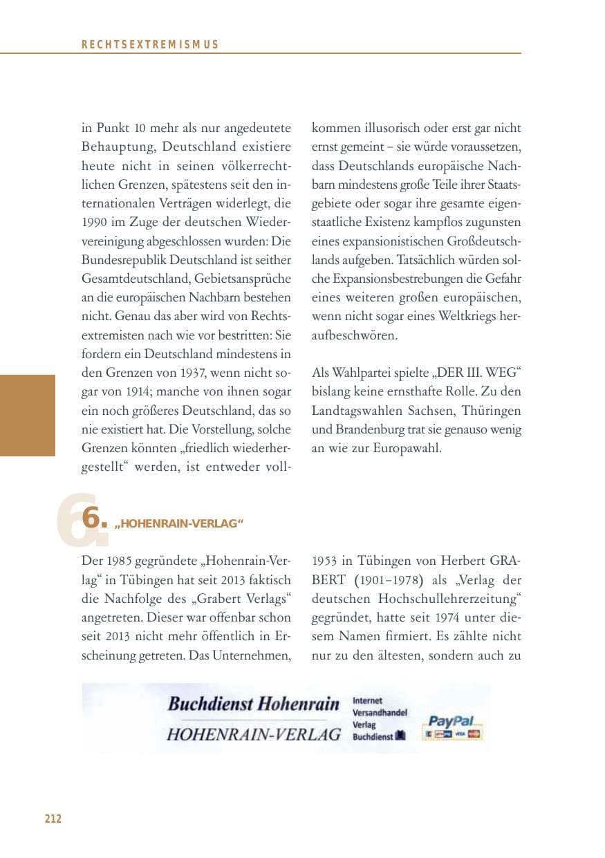 Seite 212 des Verfassungsschutzbericht 2014 Baden-Württemberg