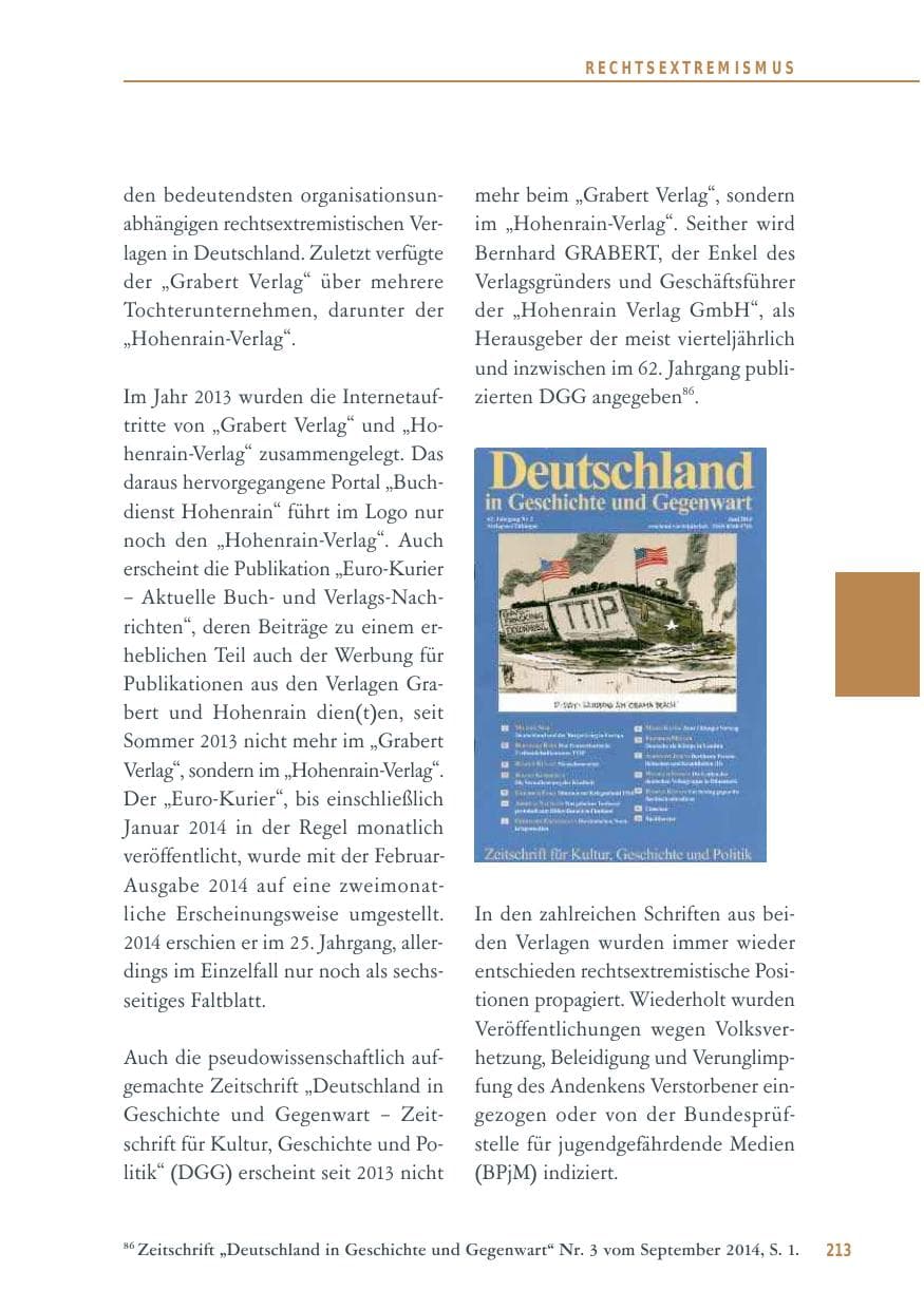 Seite 213 des Verfassungsschutzbericht 2014 Baden-Württemberg