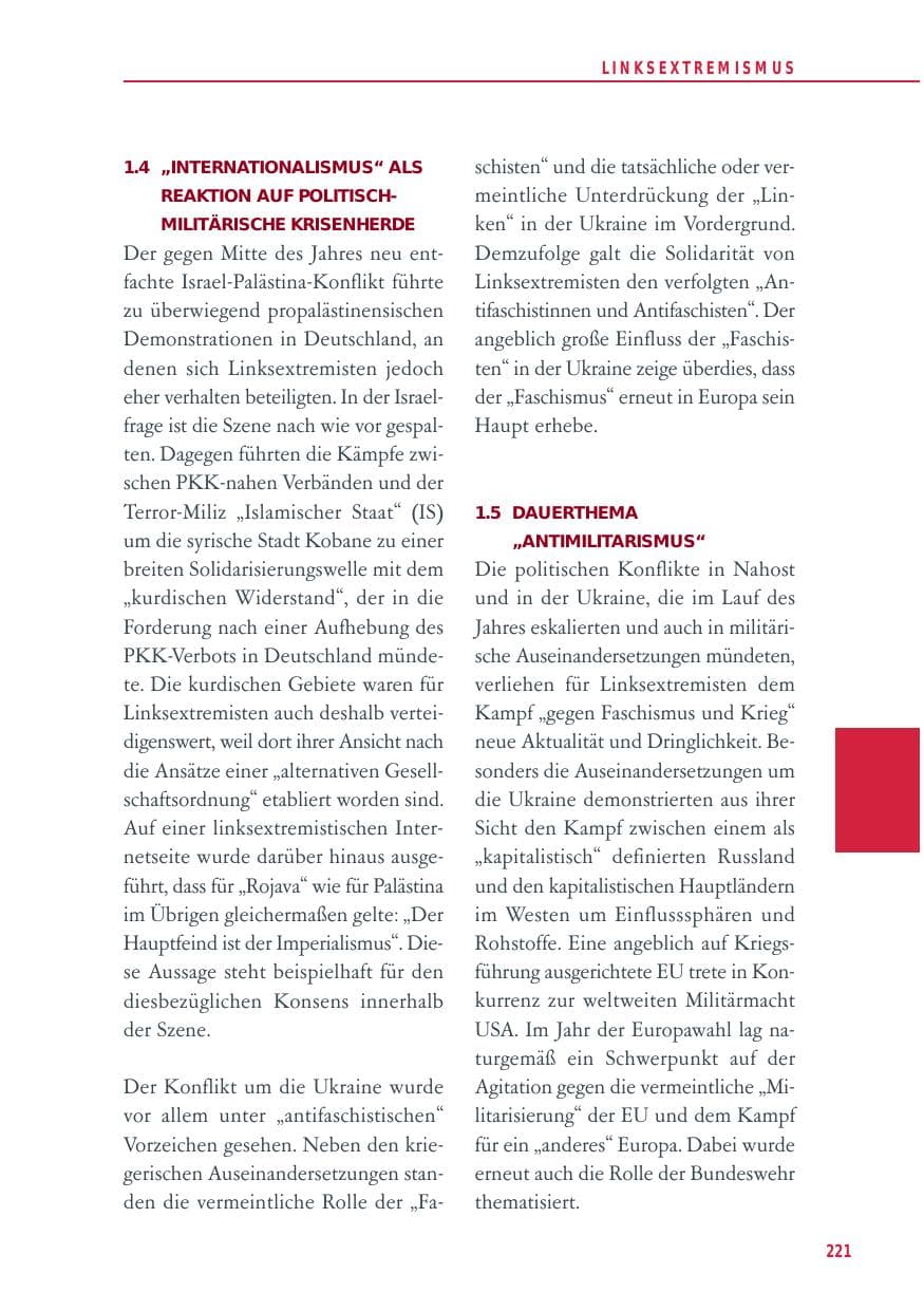 Seite 221 des Verfassungsschutzbericht 2014 Baden-Württemberg