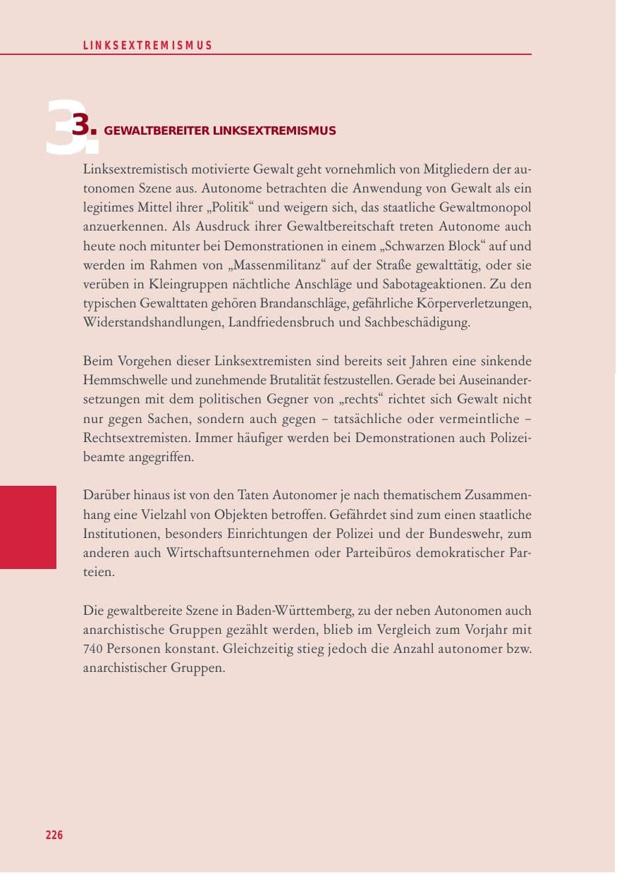 Seite 226 des Verfassungsschutzbericht 2014 Baden-Württemberg