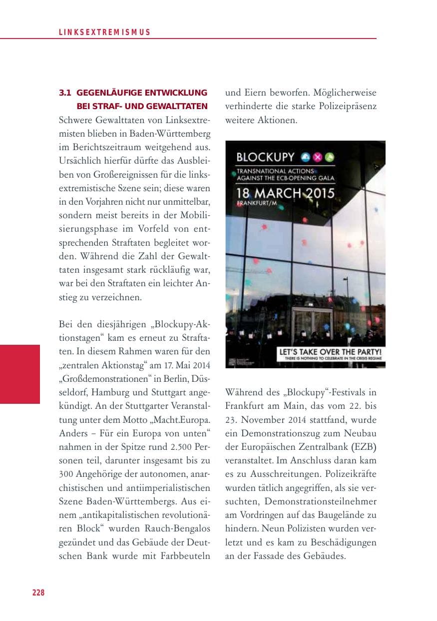 Seite 228 des Verfassungsschutzbericht 2014 Baden-Württemberg