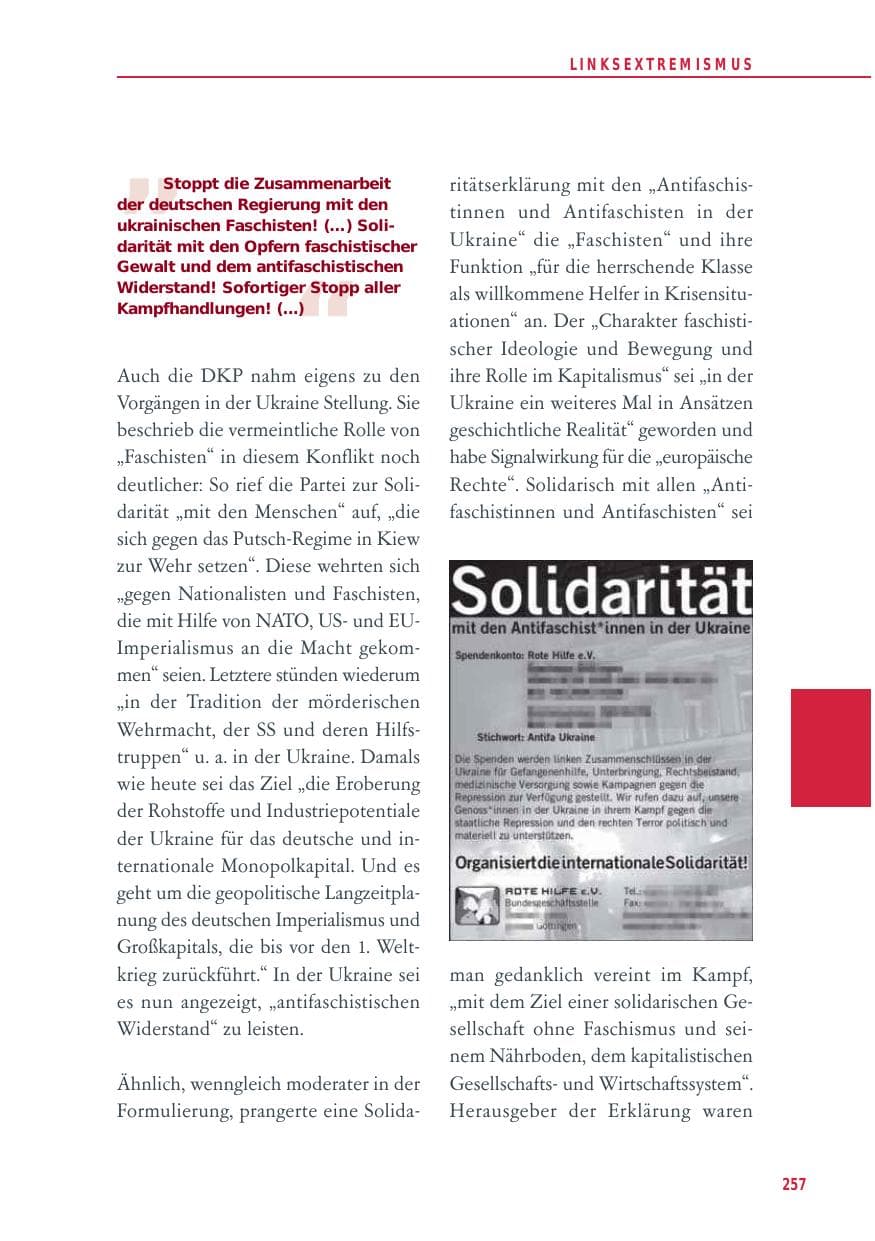 Seite 257 des Verfassungsschutzbericht 2014 Baden-Württemberg