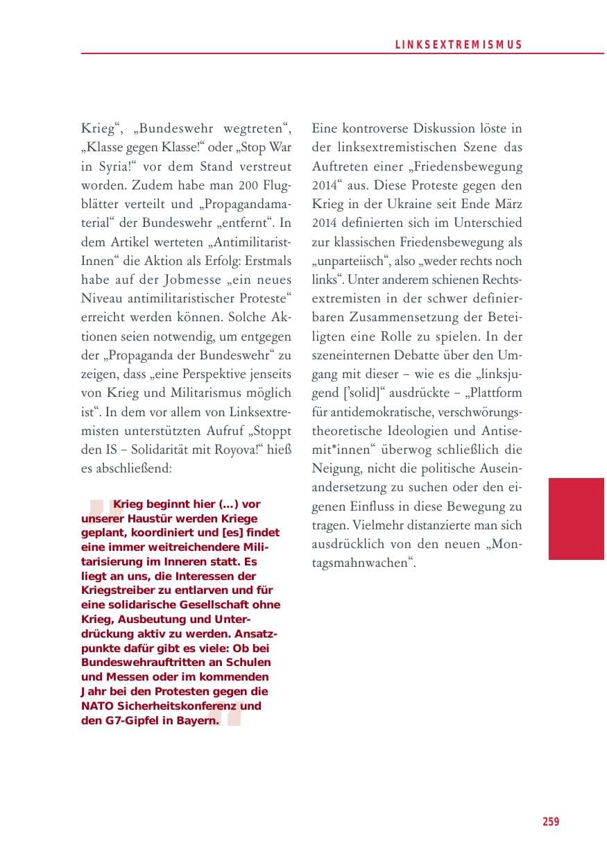 Seite 259 des Verfassungsschutzbericht 2014 Baden-Württemberg
