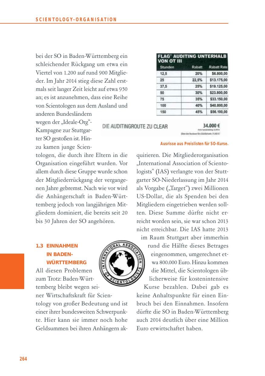 Seite 264 des Verfassungsschutzbericht 2014 Baden-Württemberg