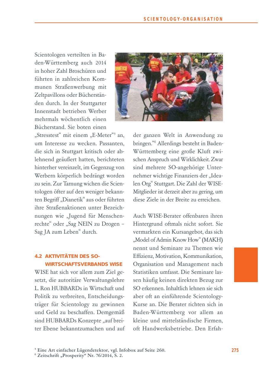 Seite 275 des Verfassungsschutzbericht 2014 Baden-Württemberg