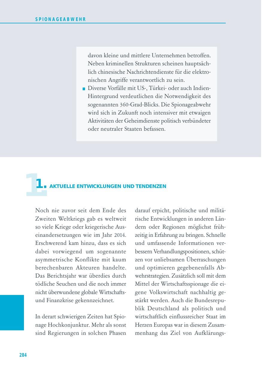 Seite 284 des Verfassungsschutzbericht 2014 Baden-Württemberg