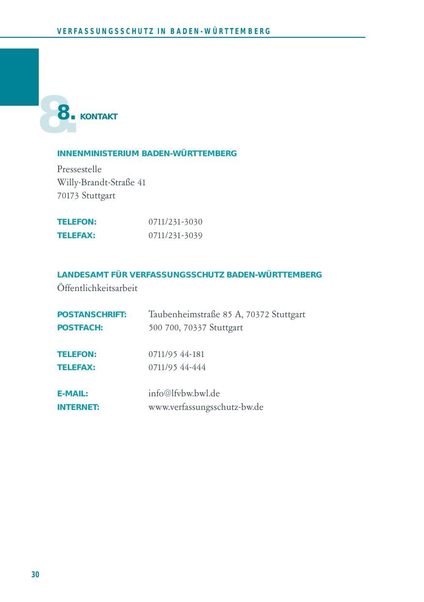 Seite 30 des Verfassungsschutzbericht 2014 Baden-Württemberg
