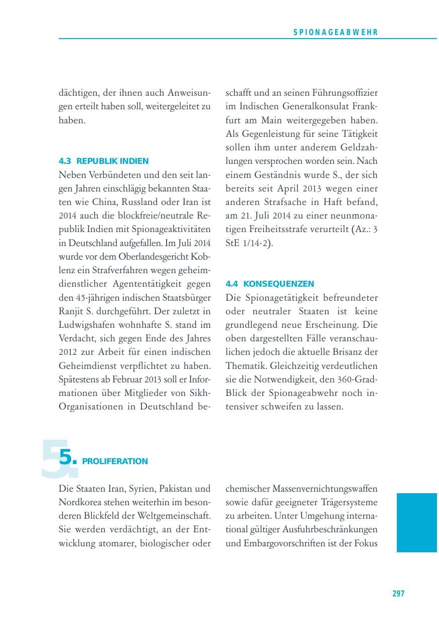 Seite 297 des Verfassungsschutzbericht 2014 Baden-Württemberg