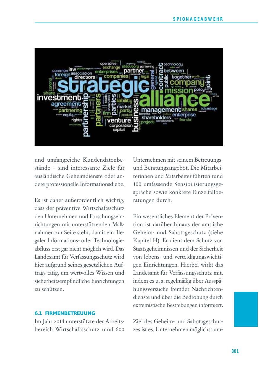 Seite 301 des Verfassungsschutzbericht 2014 Baden-Württemberg