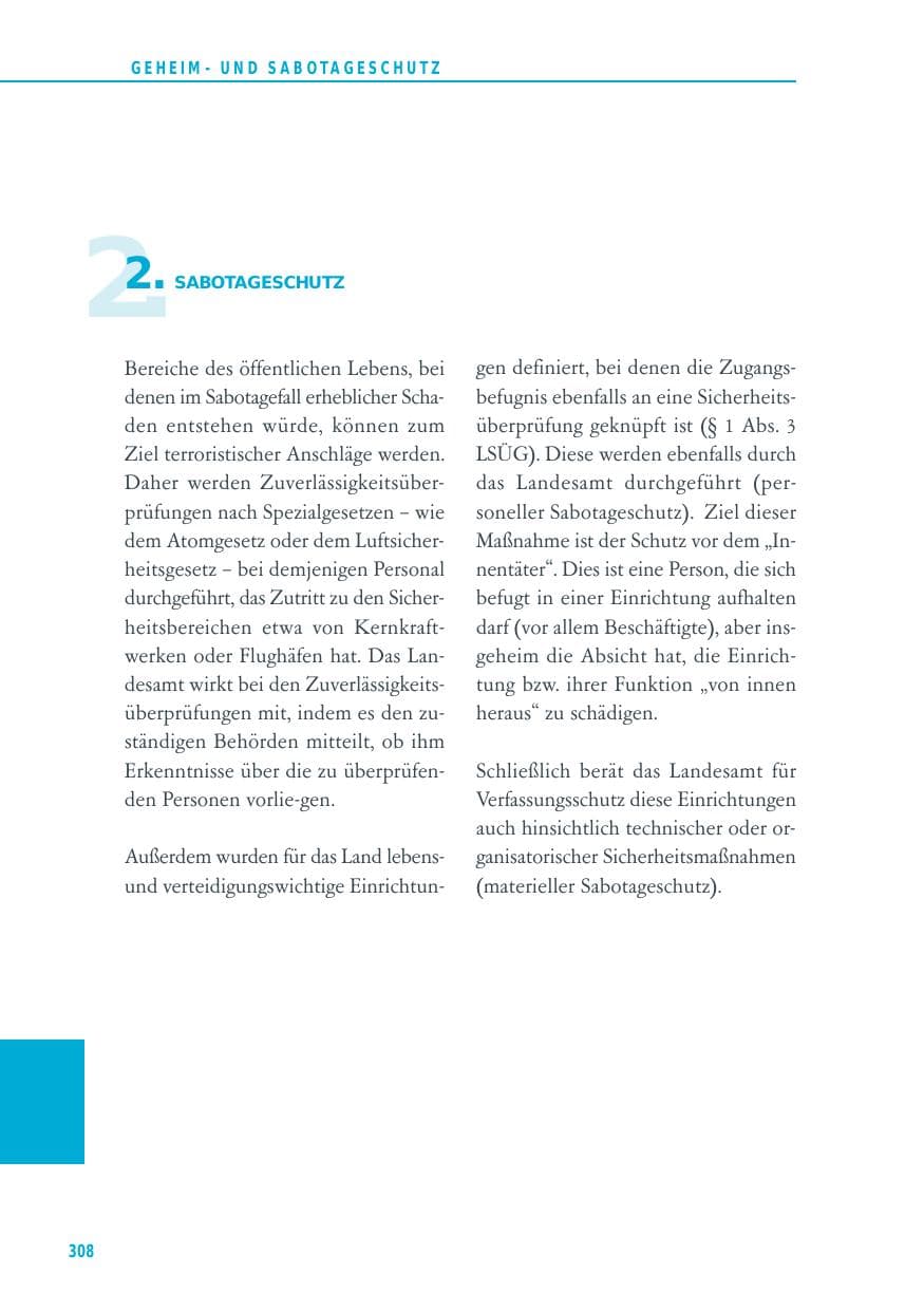Seite 308 des Verfassungsschutzbericht 2014 Baden-Württemberg