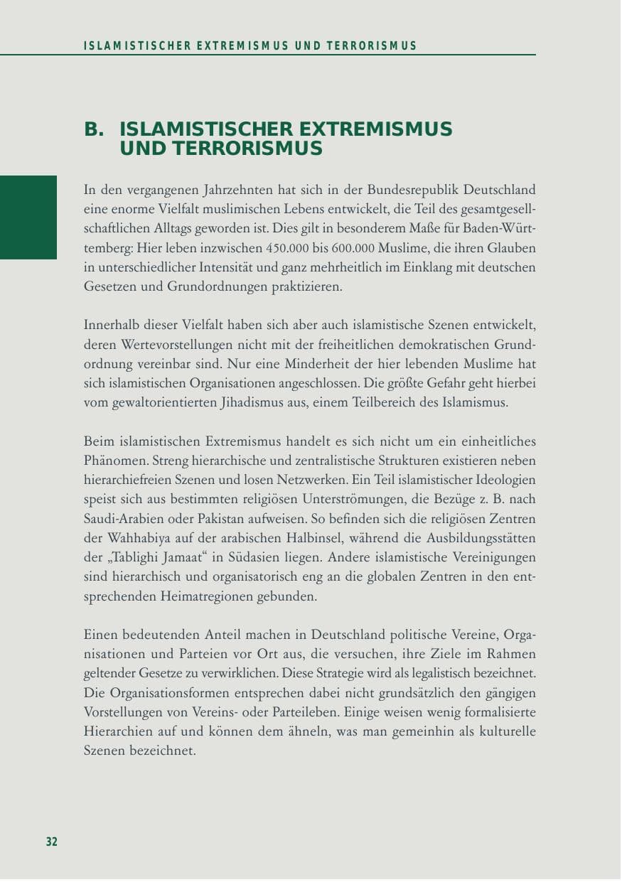 Seite 32 des Verfassungsschutzbericht 2014 Baden-Württemberg