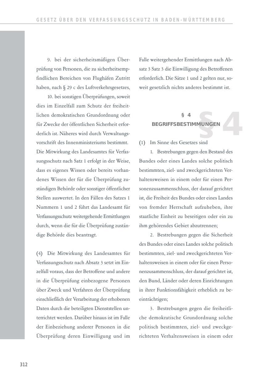 Seite 312 des Verfassungsschutzbericht 2014 Baden-Württemberg