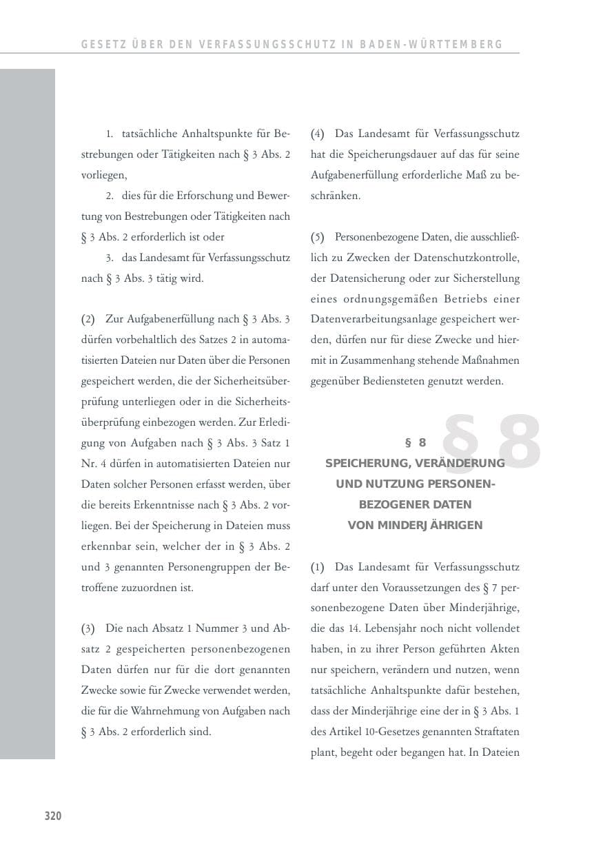 Seite 320 des Verfassungsschutzbericht 2014 Baden-Württemberg