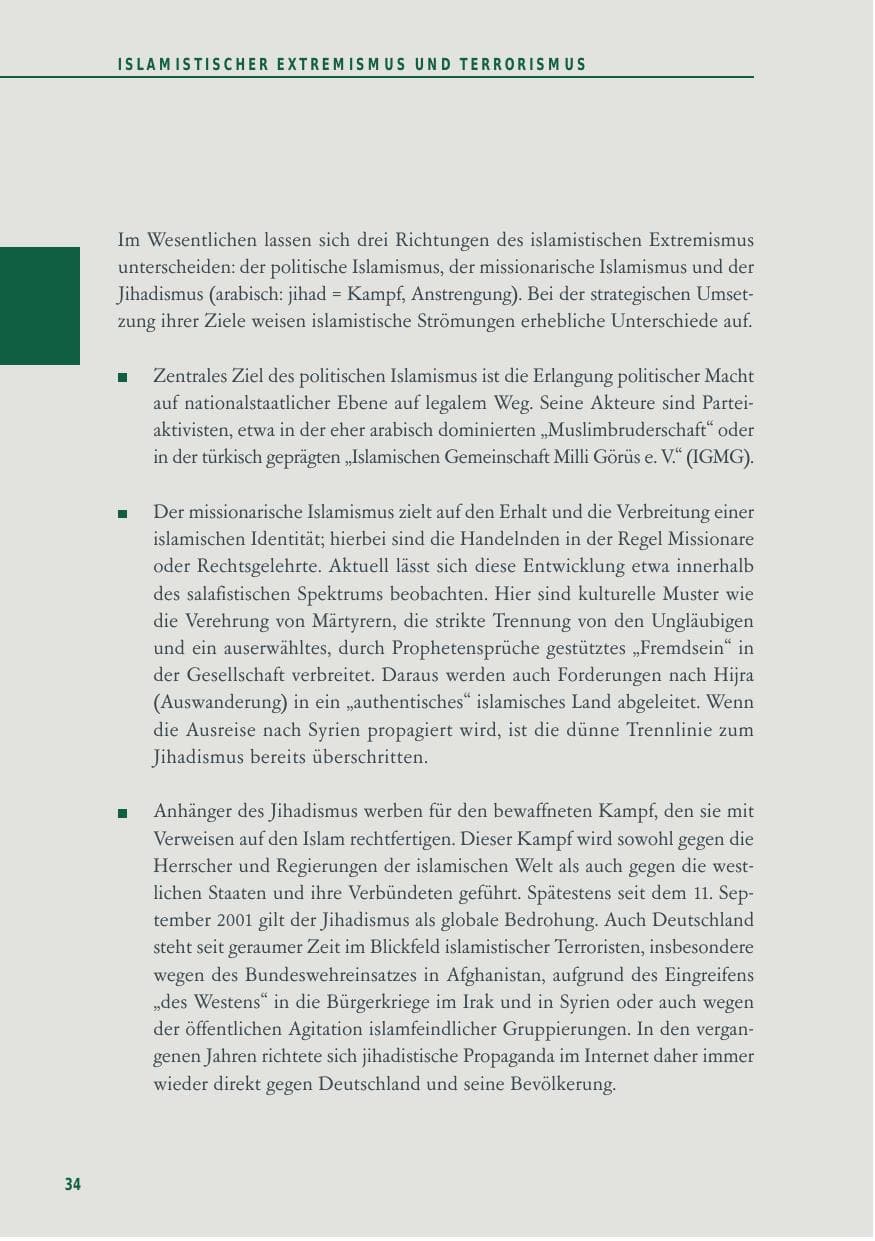 Seite 34 des Verfassungsschutzbericht 2014 Baden-Württemberg