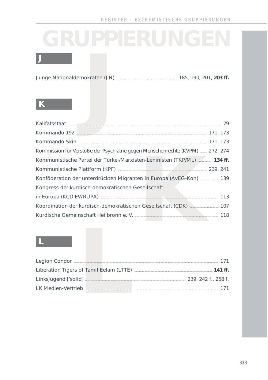 Seite 333 des Verfassungsschutzbericht 2014 Baden-Württemberg