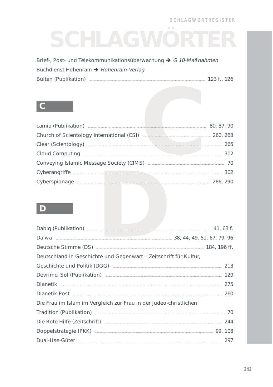 Seite 343 des Verfassungsschutzbericht 2014 Baden-Württemberg