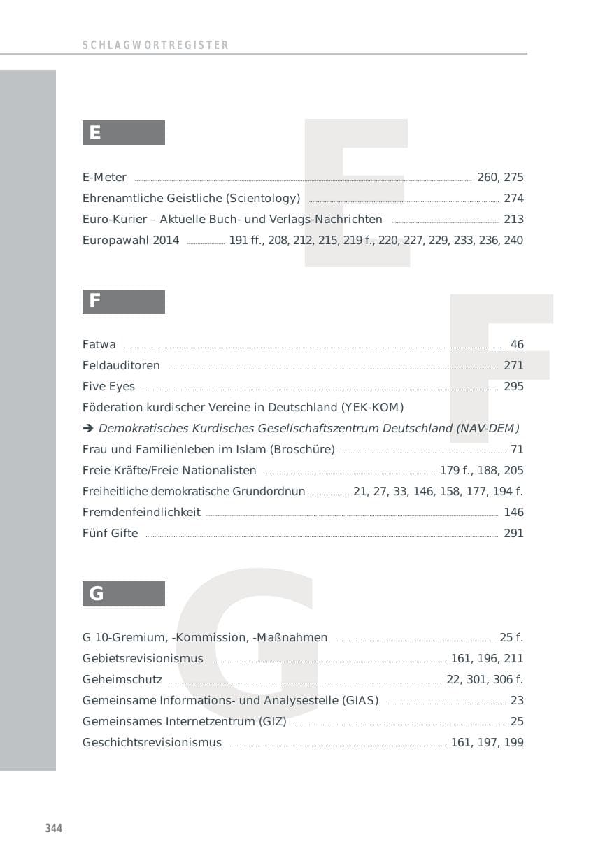Seite 344 des Verfassungsschutzbericht 2014 Baden-Württemberg