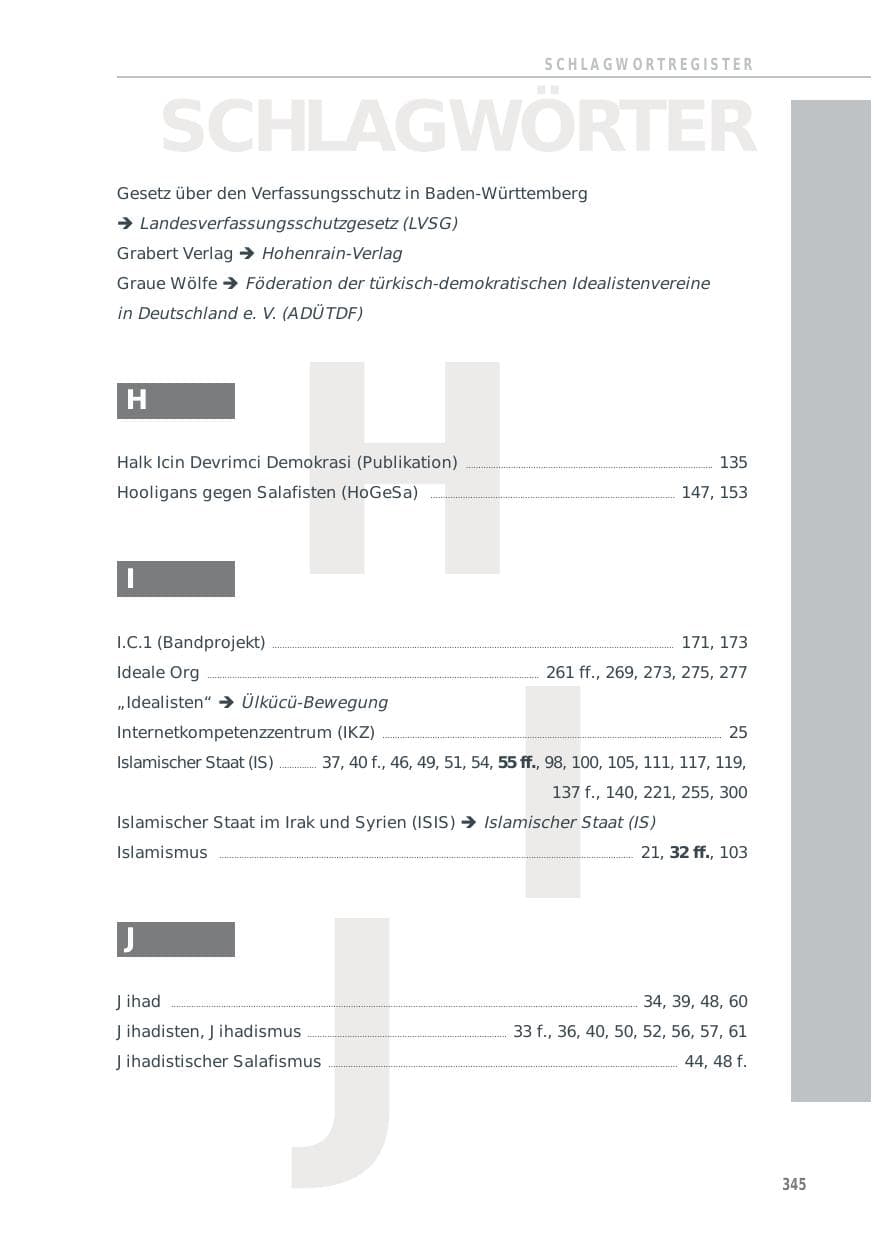 Seite 345 des Verfassungsschutzbericht 2014 Baden-Württemberg