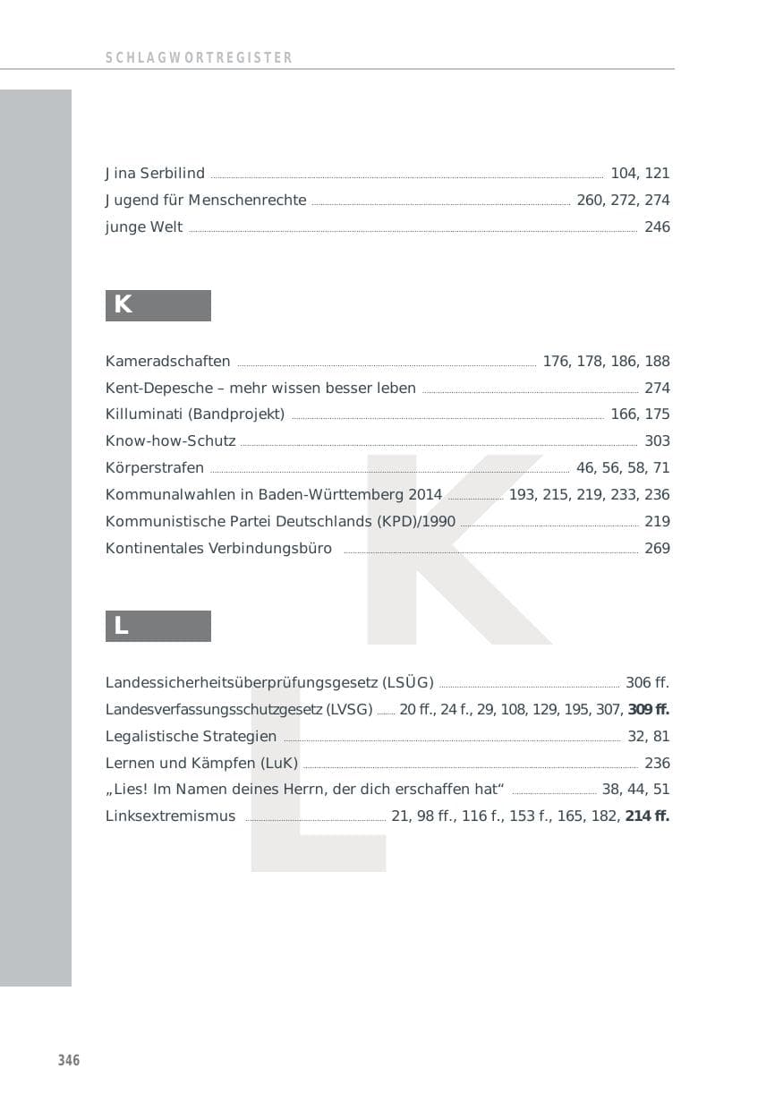 Seite 346 des Verfassungsschutzbericht 2014 Baden-Württemberg