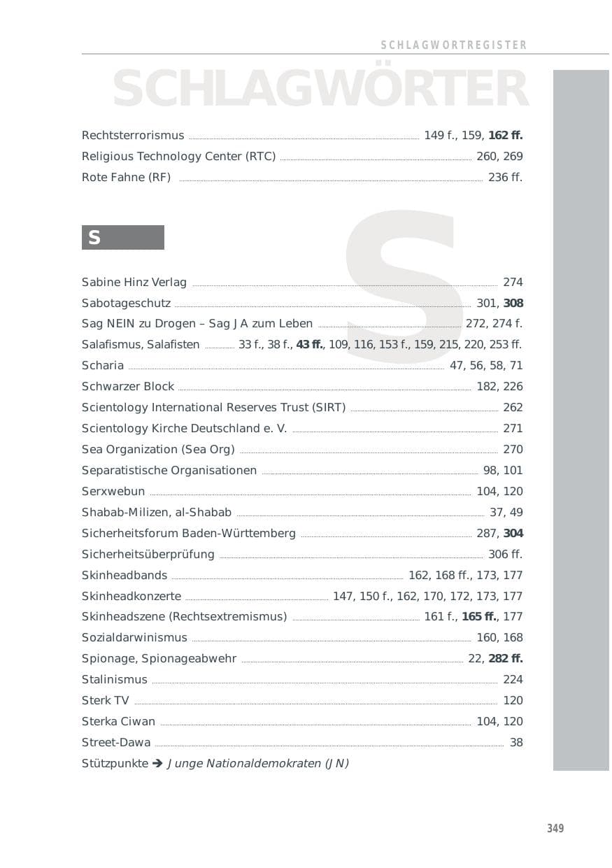 Seite 349 des Verfassungsschutzbericht 2014 Baden-Württemberg
