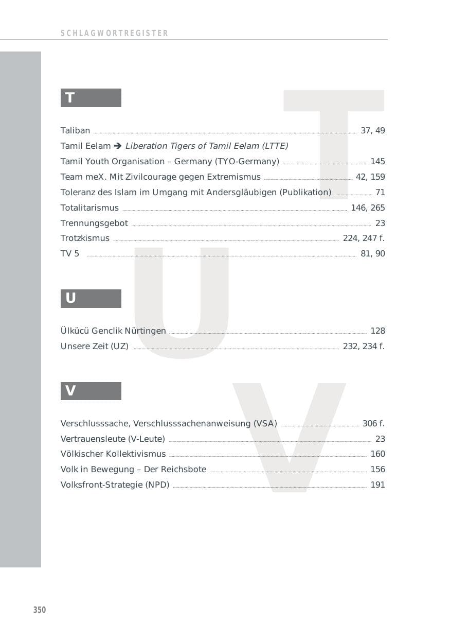 Seite 350 des Verfassungsschutzbericht 2014 Baden-Württemberg