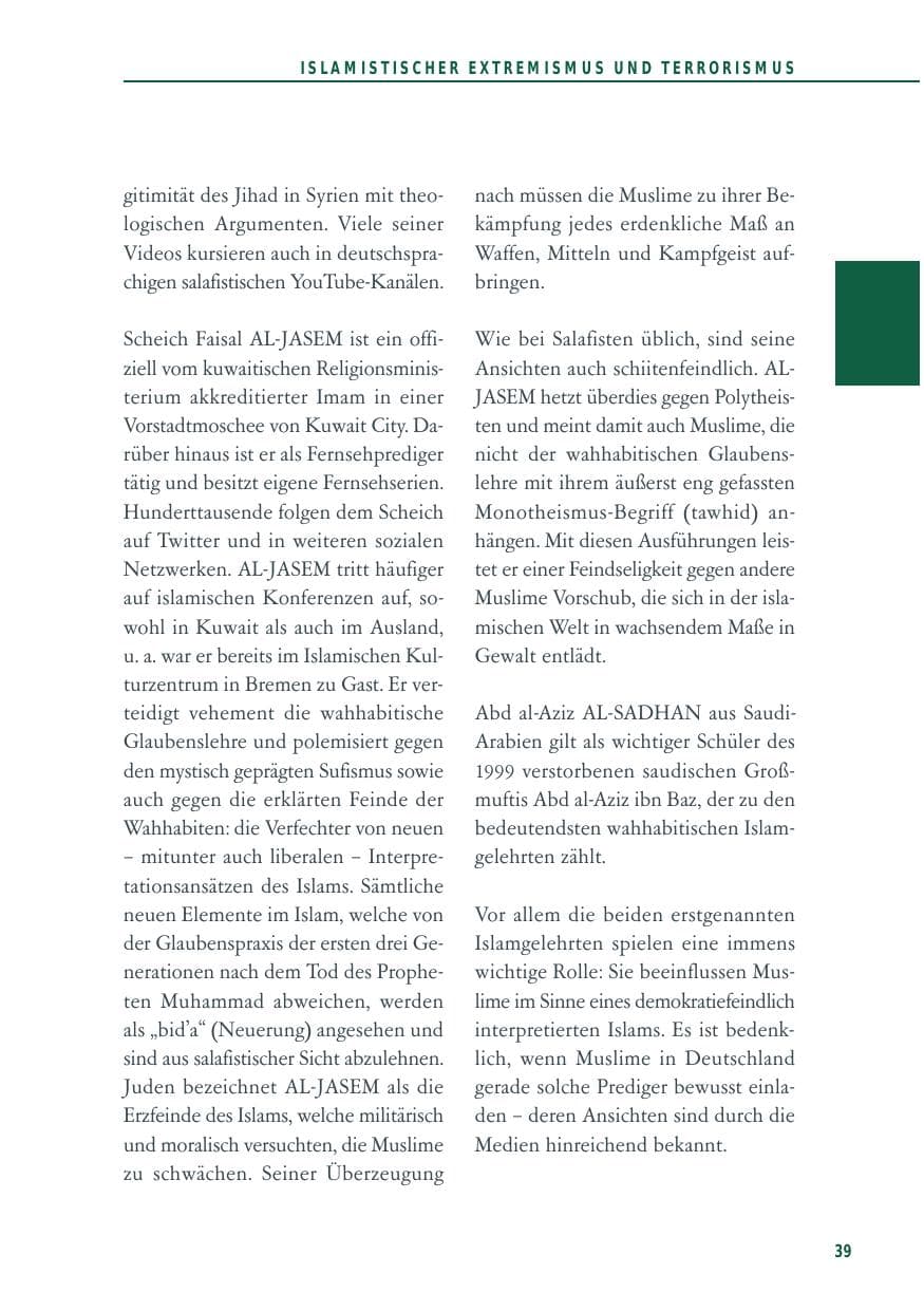 Seite 39 des Verfassungsschutzbericht 2014 Baden-Württemberg