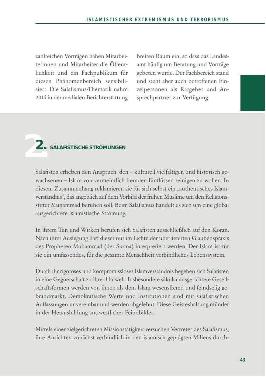 Seite 43 des Verfassungsschutzbericht 2014 Baden-Württemberg