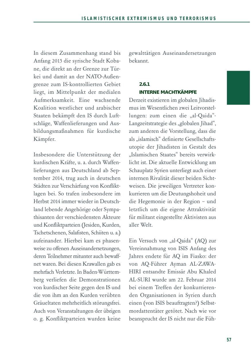 Seite 57 des Verfassungsschutzbericht 2014 Baden-Württemberg