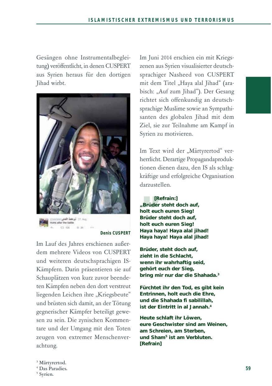 Seite 59 des Verfassungsschutzbericht 2014 Baden-Württemberg