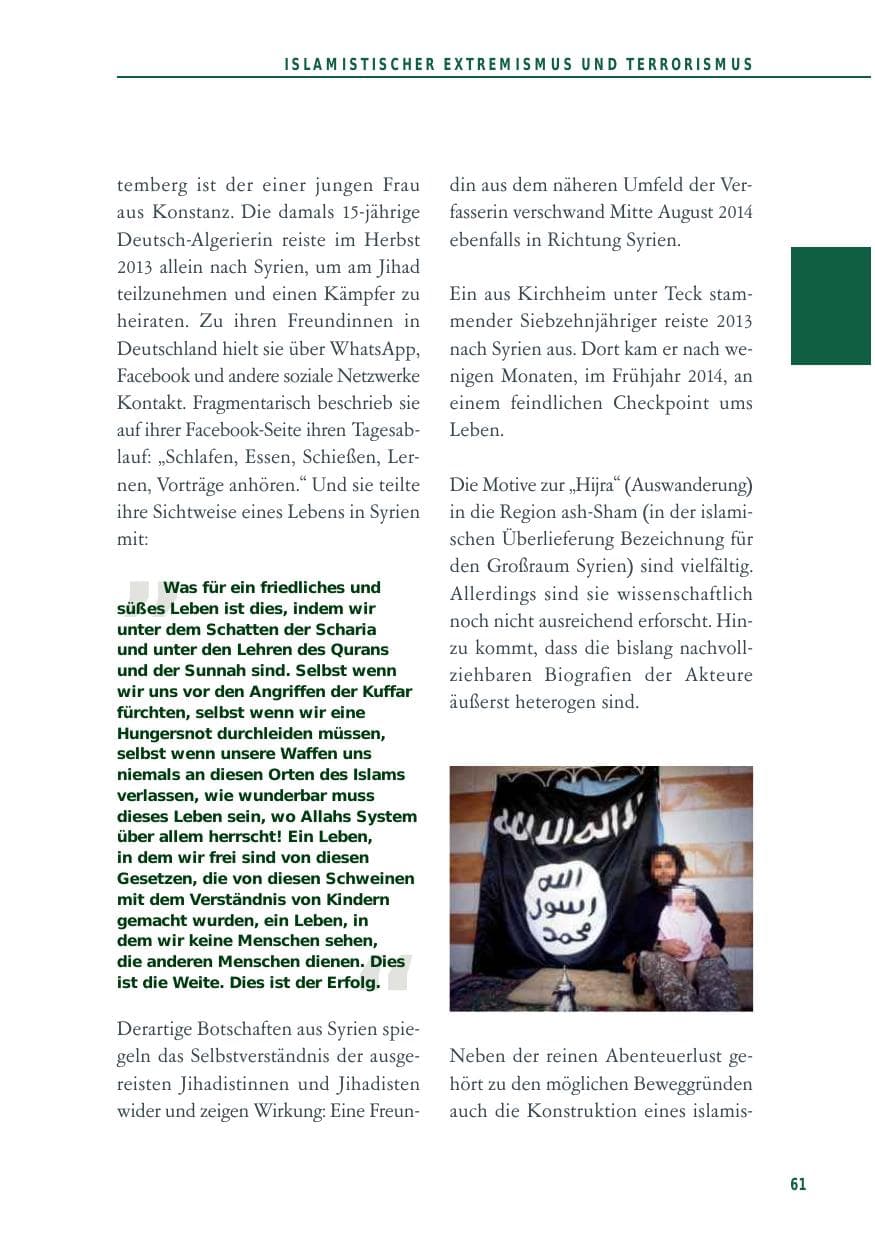 Seite 61 des Verfassungsschutzbericht 2014 Baden-Württemberg