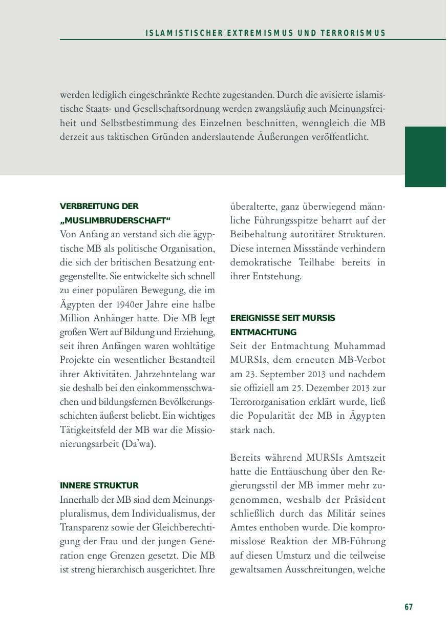 Seite 67 des Verfassungsschutzbericht 2014 Baden-Württemberg