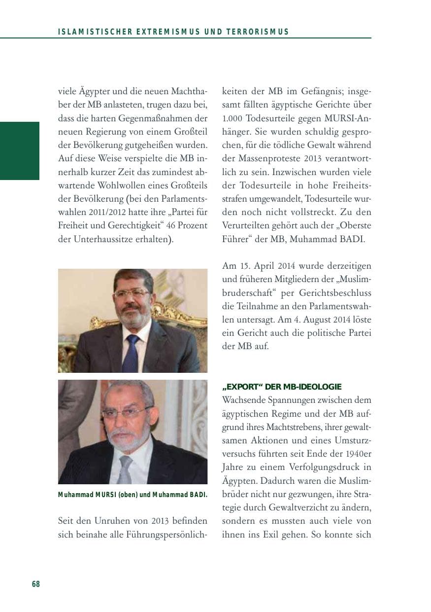 Seite 68 des Verfassungsschutzbericht 2014 Baden-Württemberg