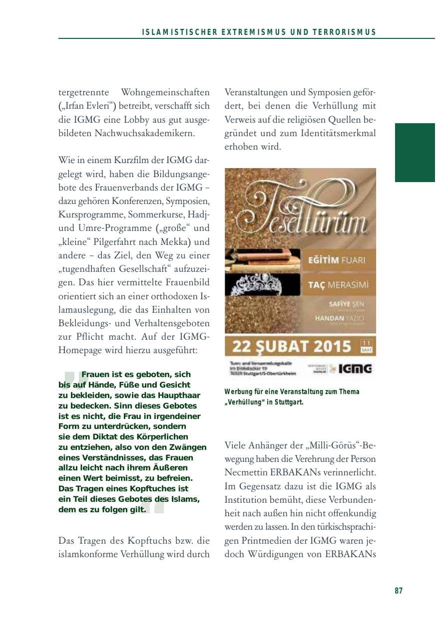 Seite 87 des Verfassungsschutzbericht 2014 Baden-Württemberg