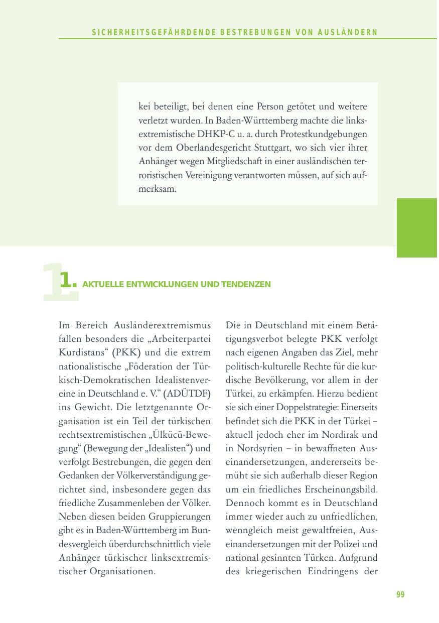 Seite 99 des Verfassungsschutzbericht 2014 Baden-Württemberg