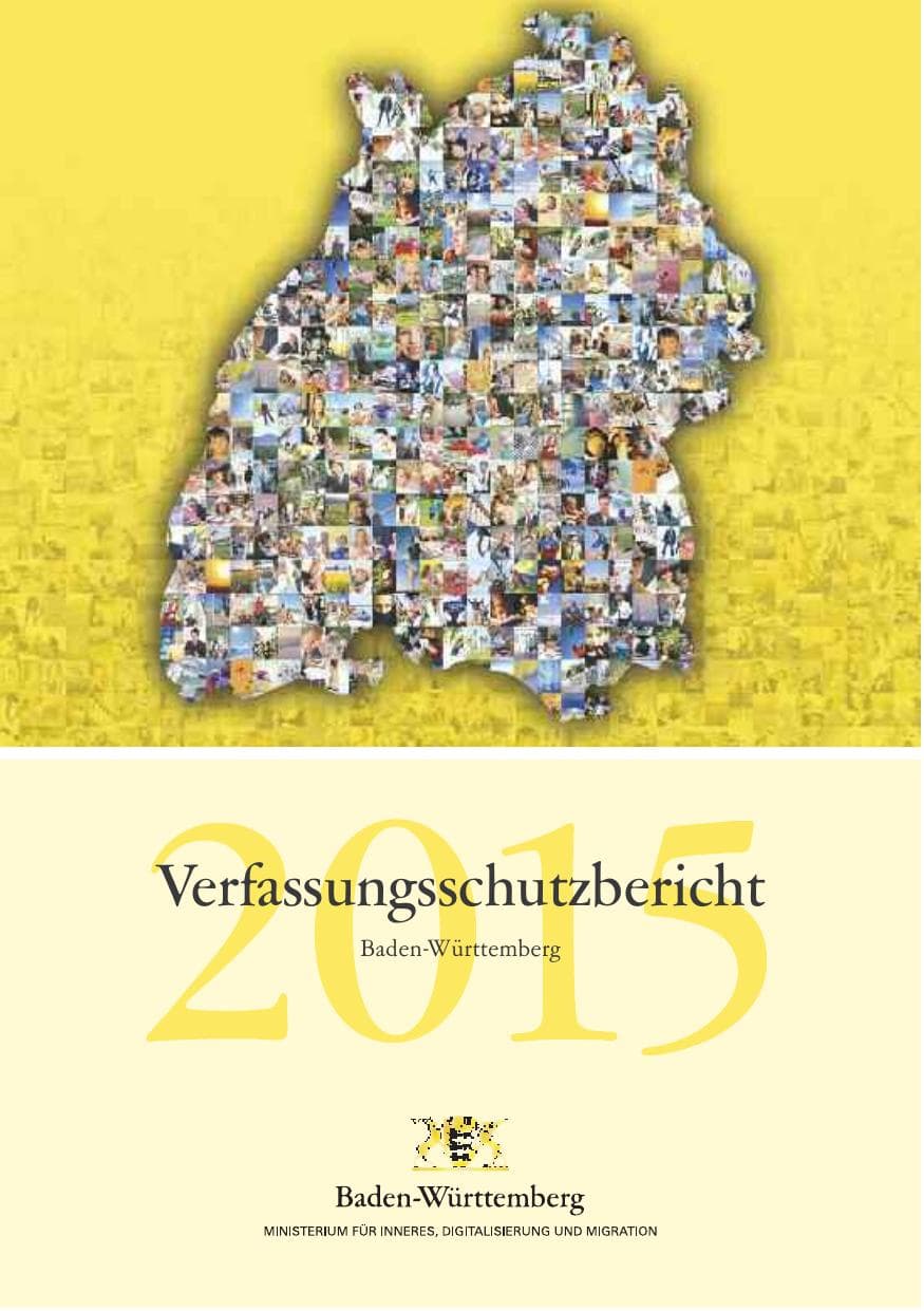 Seite 1 des Verfassungsschutzbericht 2015 Baden-Württemberg