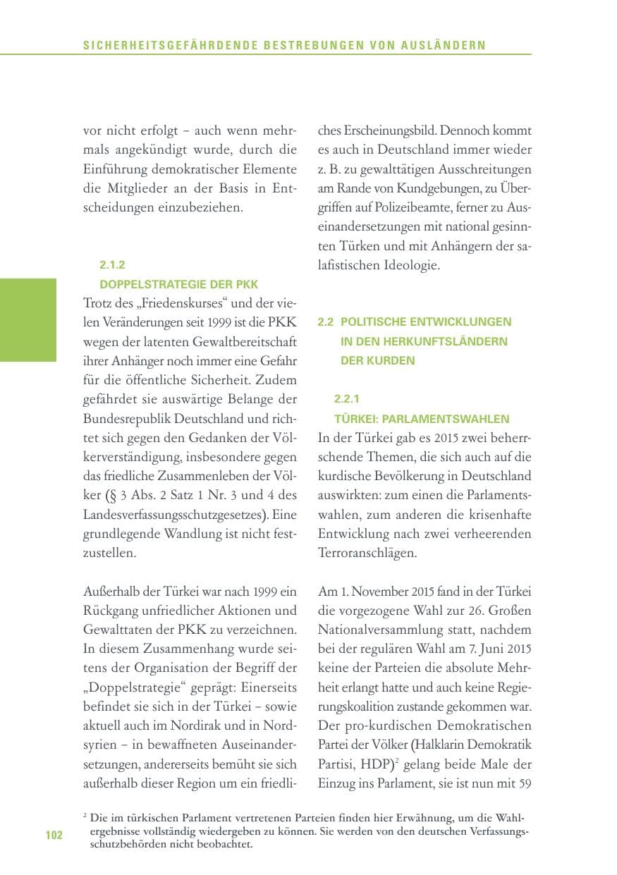Seite 102 des Verfassungsschutzbericht 2015 Baden-Württemberg